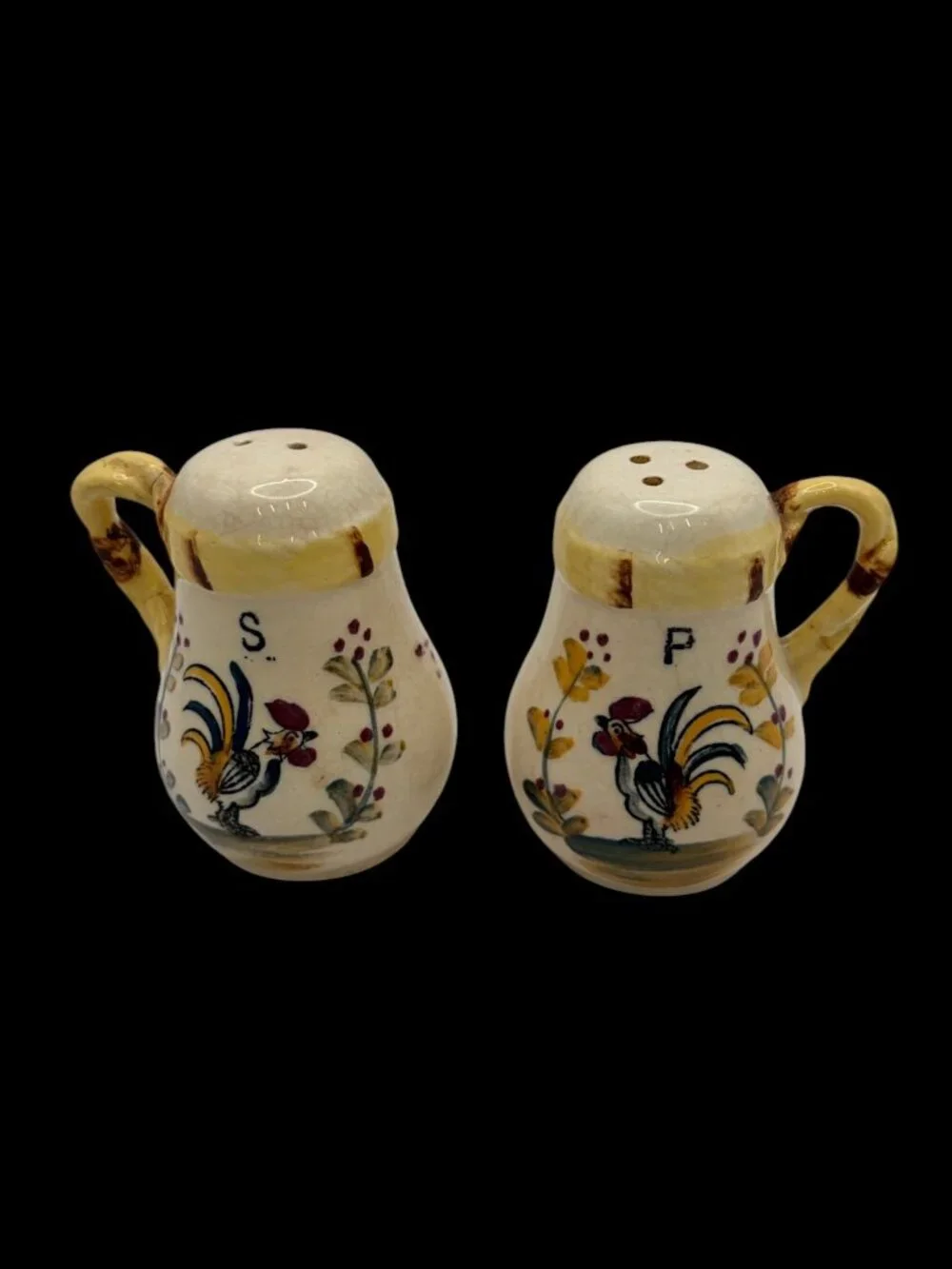 Vintage Japan Rooster Salt & Pepper Shakers Set – Hand Painted Ceramic Country